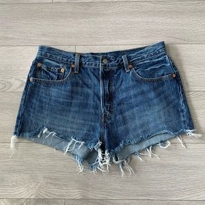 Levi’s 501 High Rise Raw Hem Jean Shorts